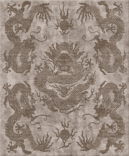 Anna-Veda 13768-five dragons - handgefertigter Teppich,  tibetisch (Indien), 100 Knoten Qualität